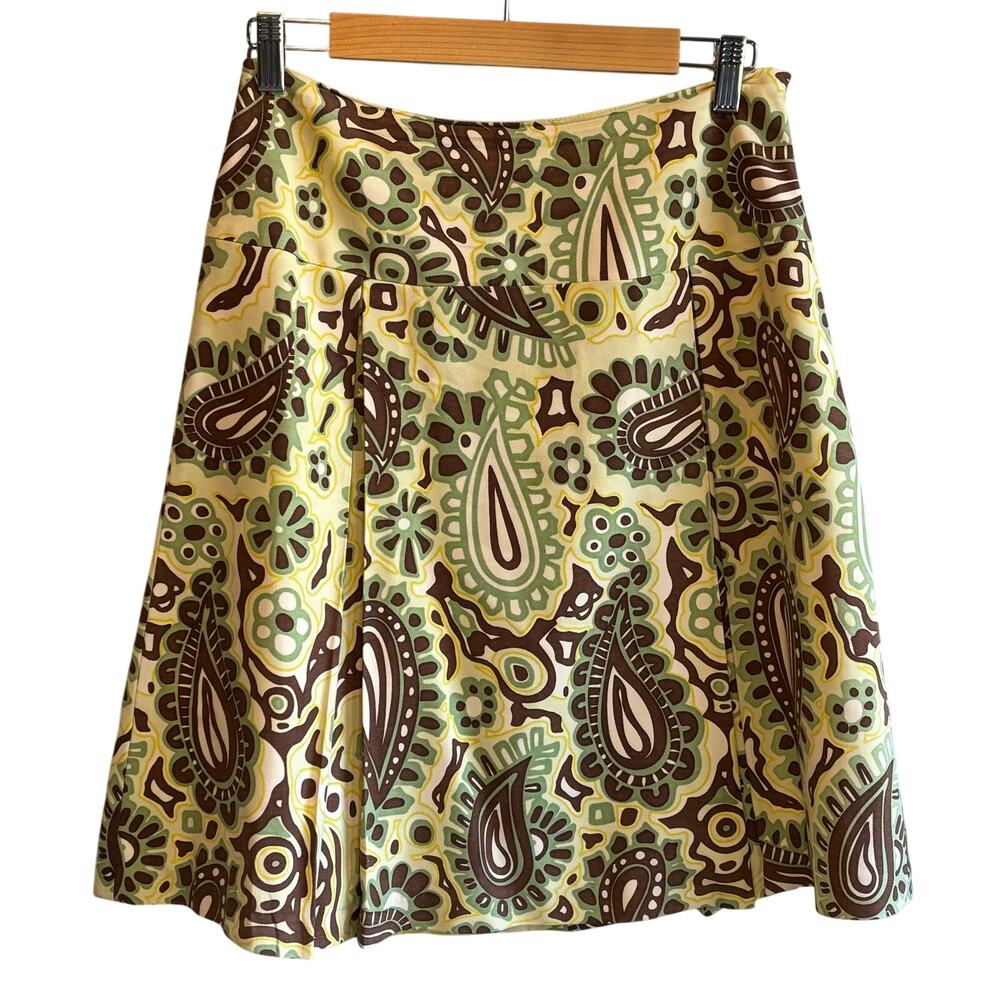 Vintage J. McLaughlin Paisley Print Silk Blend A-Line Skirt - size 6